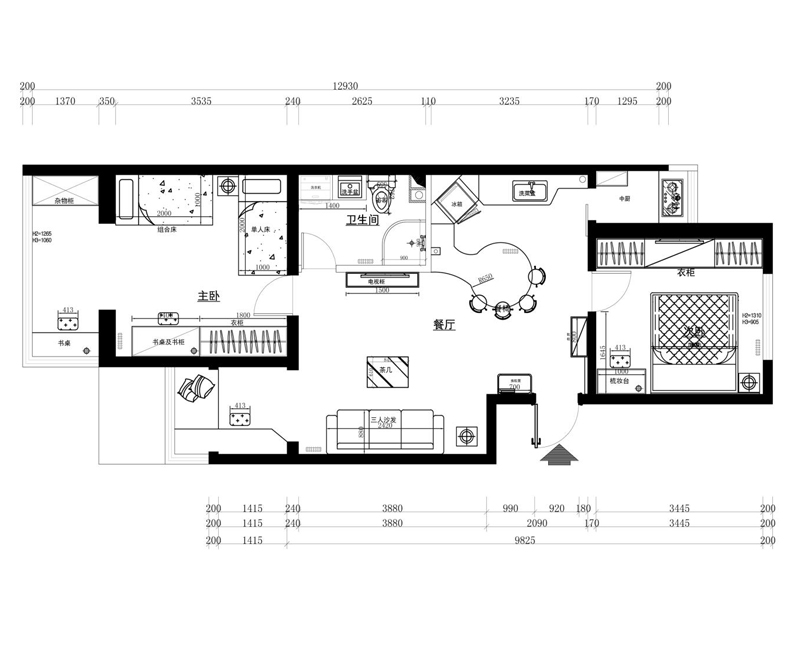 民安小区-二居室-64.00平米-装修设计