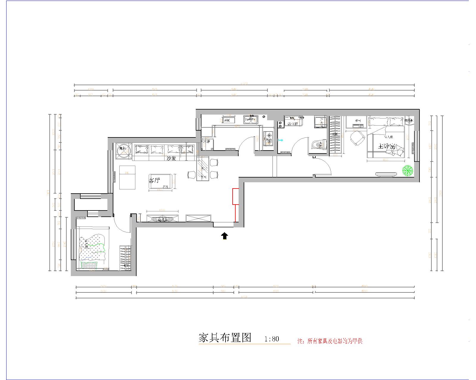 世茂维拉-二居室-80.00平米-装修设计