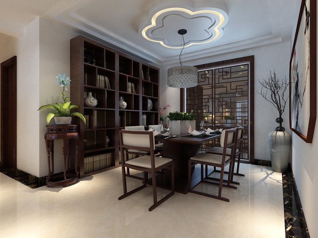 新中式主要体现在传统家具，装饰品。
