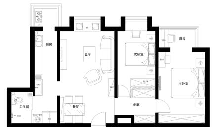 现代风格——108平米三居室