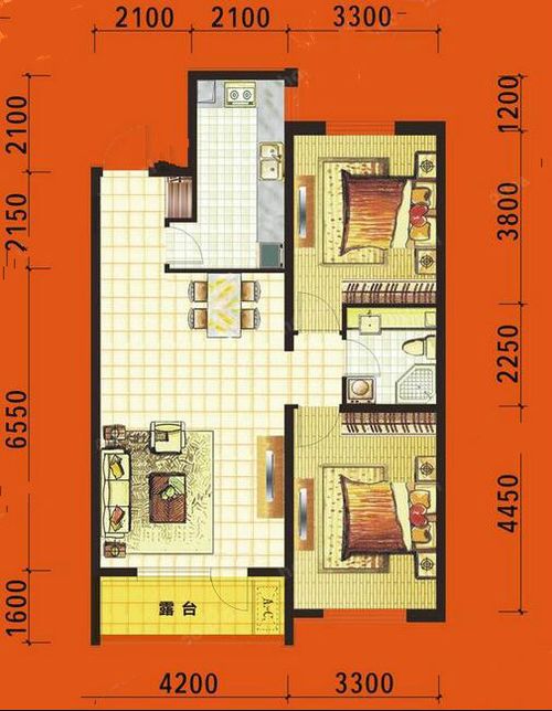 现代风格——96平米二居室