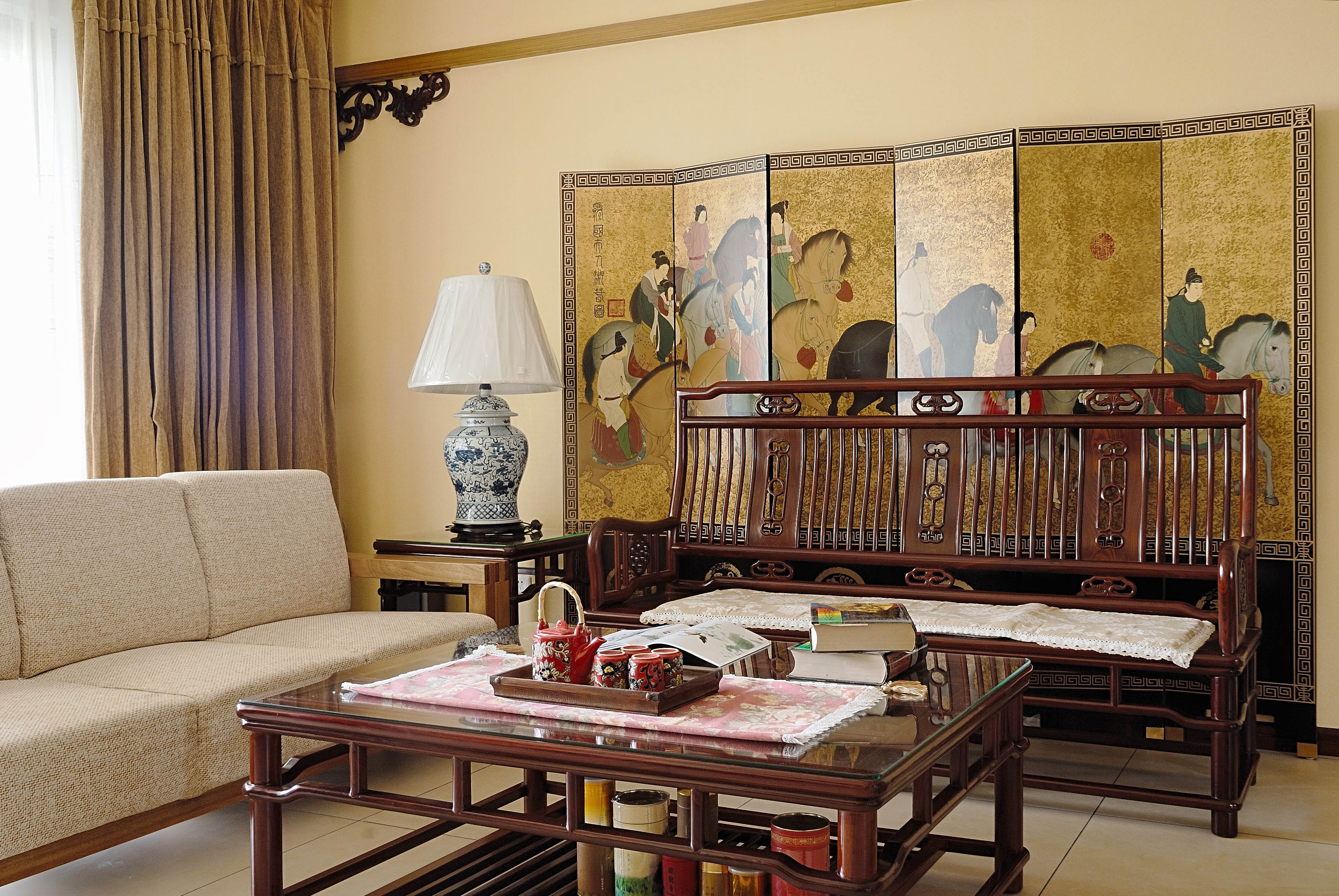中式风格-保利漫月山165平三居室装修设计