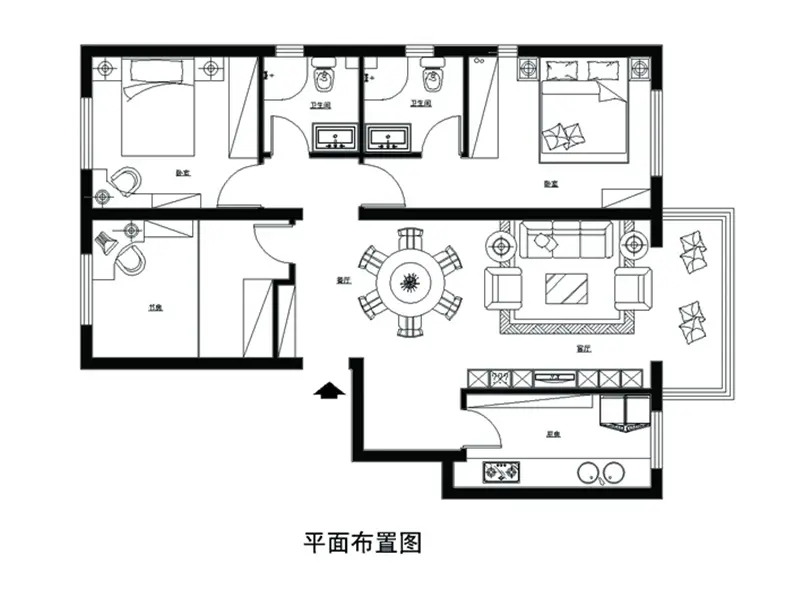 鑫宝苑180平欧式风格装修效果图设计