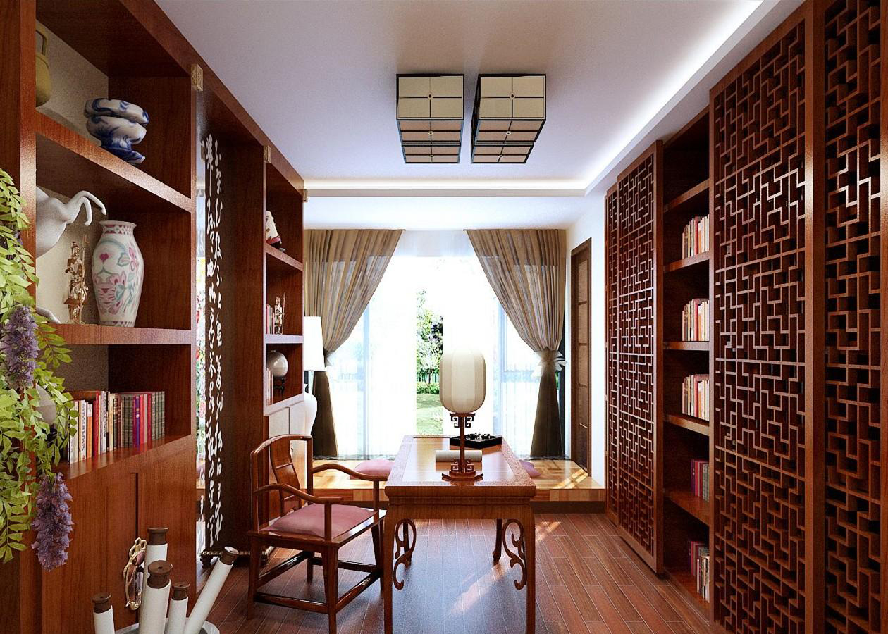 中式现代长方形客厅效果图欣赏 – 设计本装修效果图