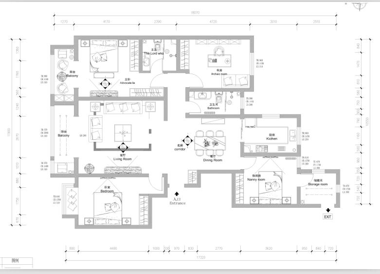 三居室设计-220平米盛世天骄-简欧风格