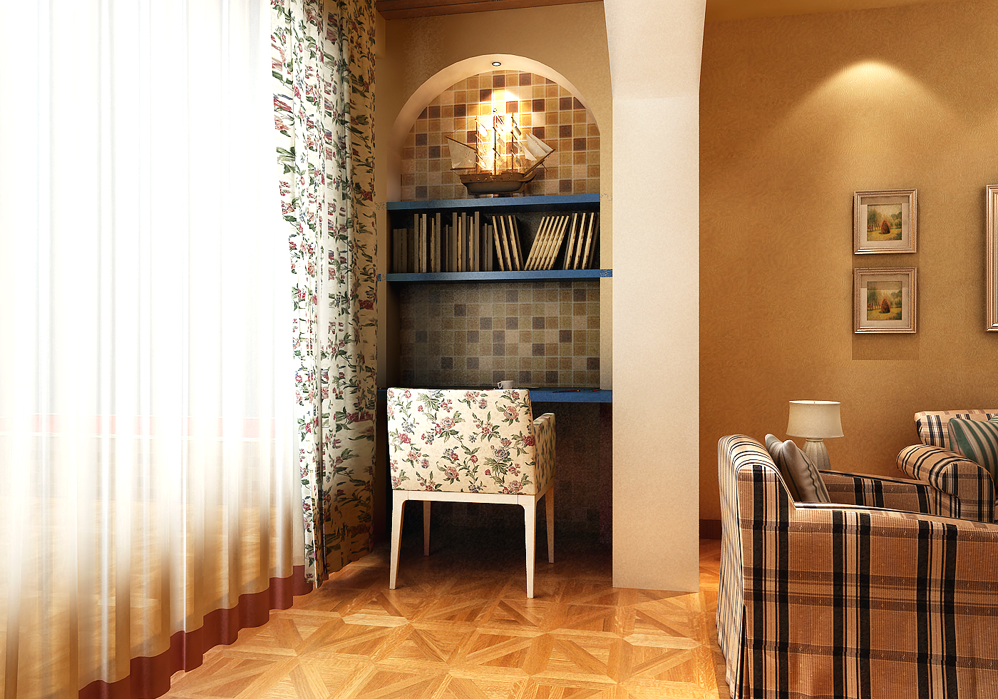 拉菲公馆地中海风格二居室装修设计