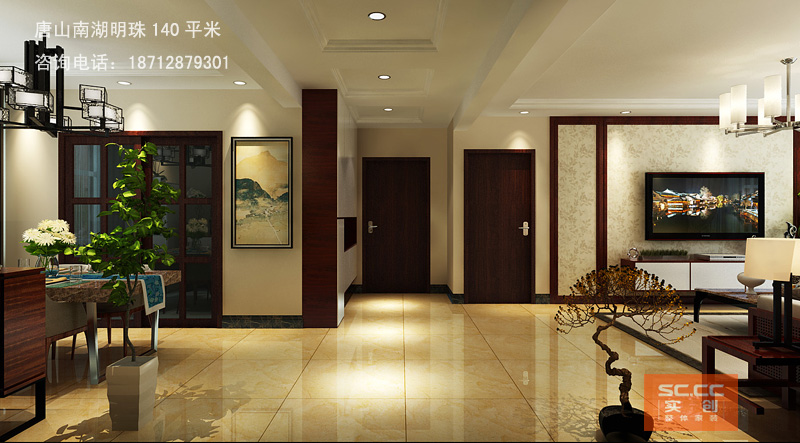 唐山南湖明珠140平米演绎简约中式之美