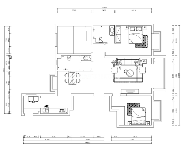 朗菲园157㎡三居室现代简约装修效果图