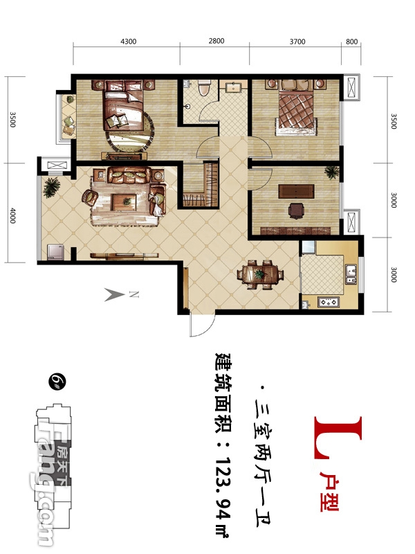 燕都紫庭三室两厅现代风格设计