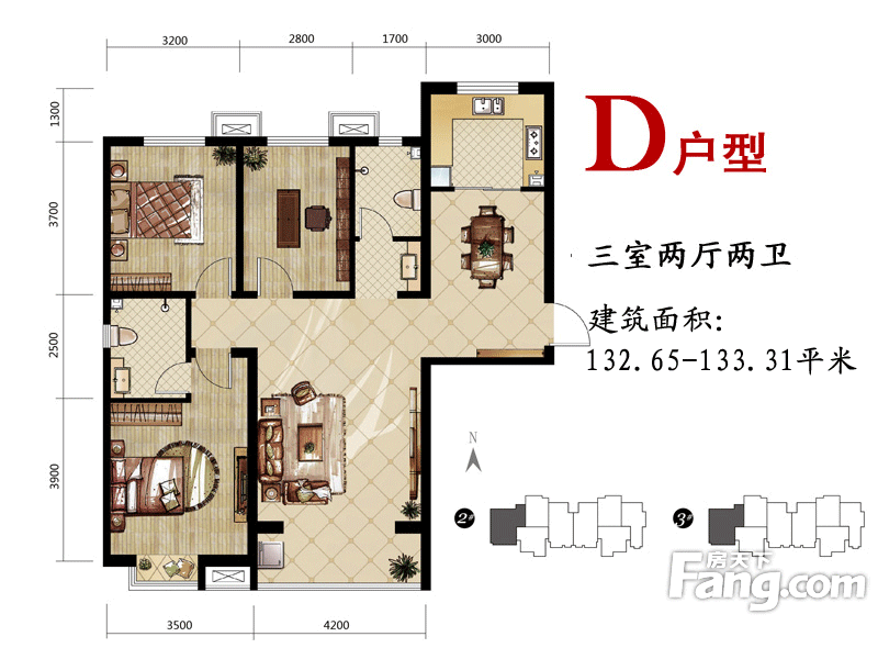 燕都紫庭三室两厅中式风格设计
