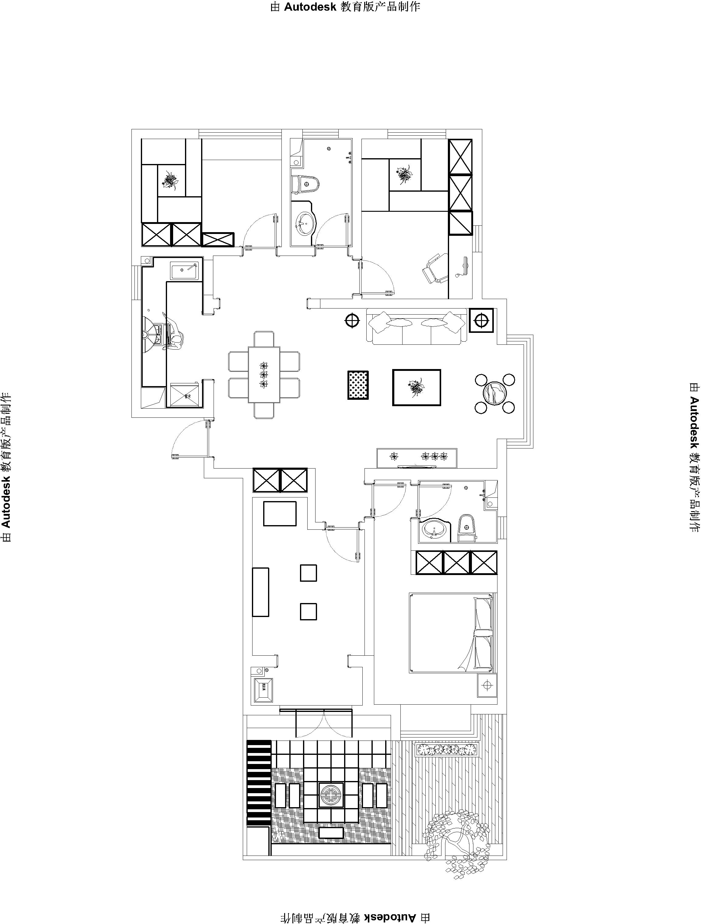 瀚唐小区-三室两厅136平米-中式