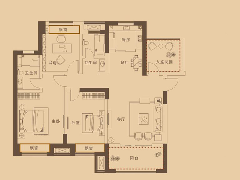 领城公园1857-中式风格-三居室