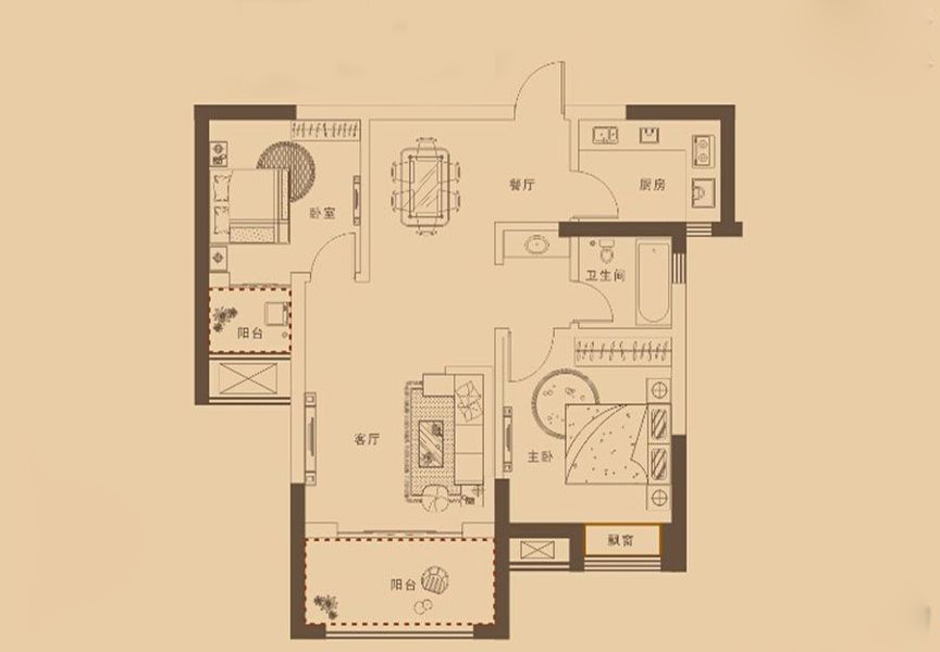 领城公园1857-现代简约-两居室