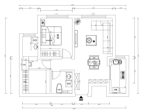 石家庄上东城两室98平米户型装修设计效果图