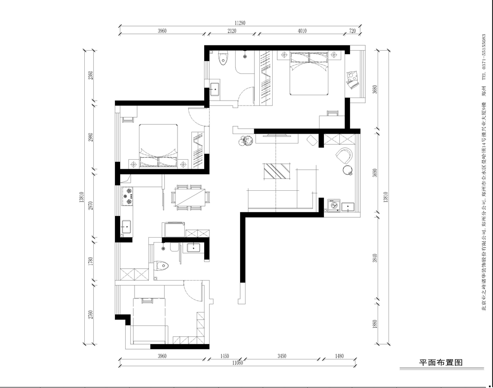 永威五月花城三居室128平方简约中式装修设计