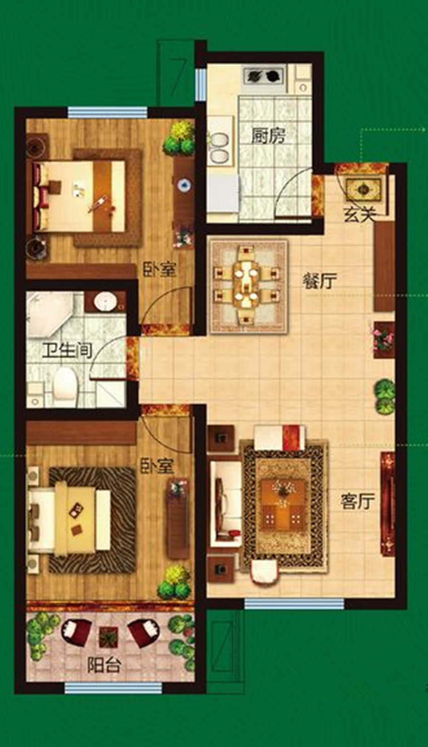 海尔鼎世华府-二居室-96平米-中式风格