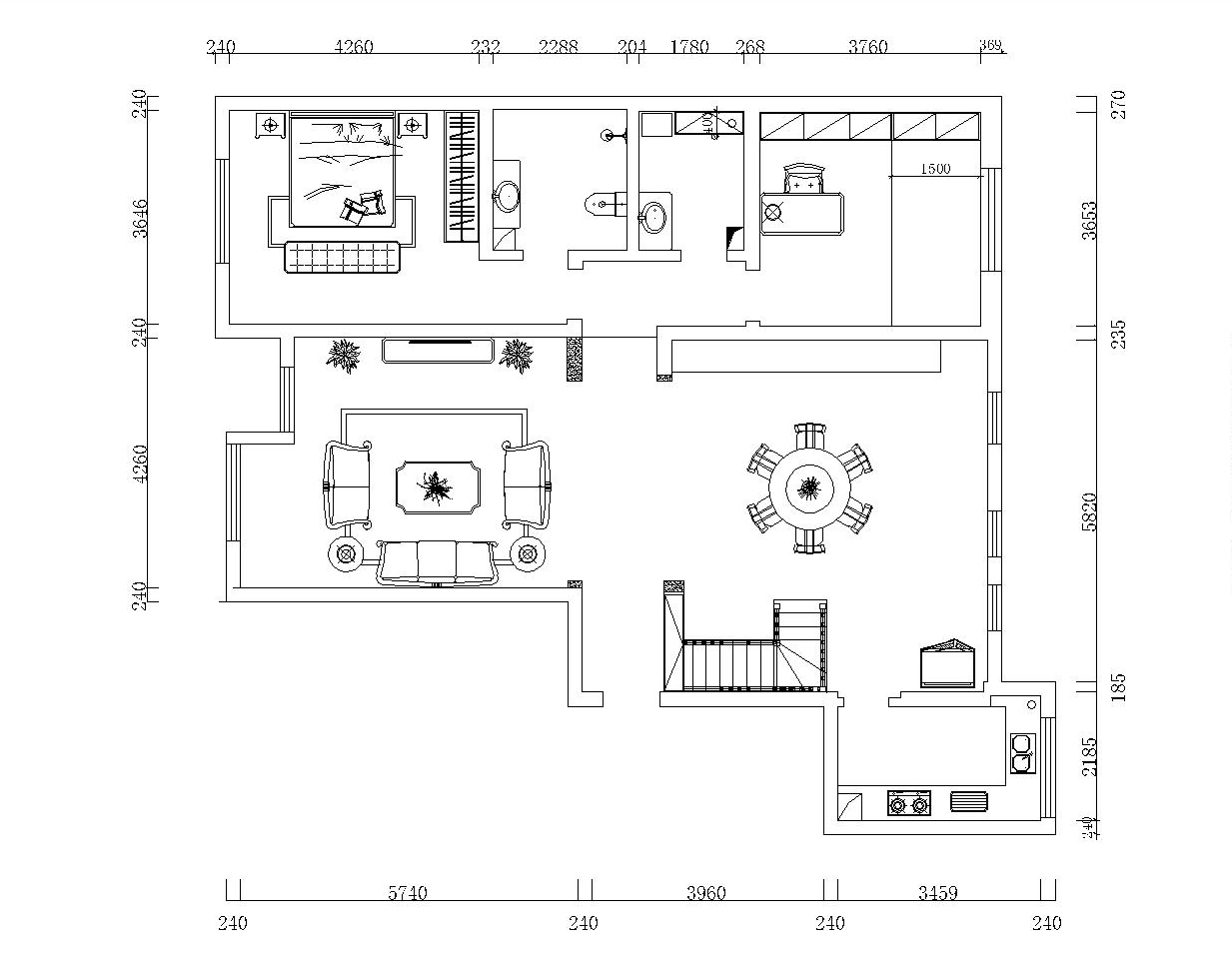 卡玛国际219㎡四居室欧式装修效果图