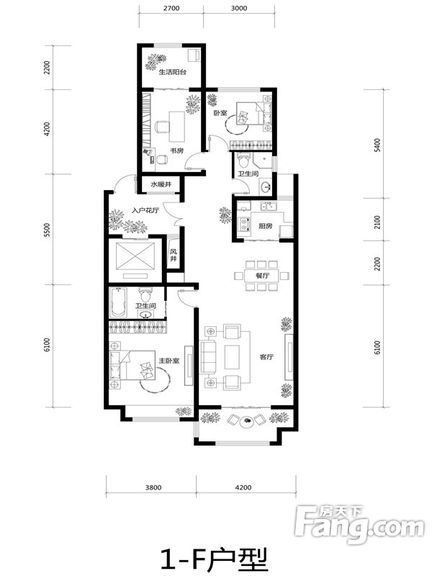 新中式风格-147平米三居室