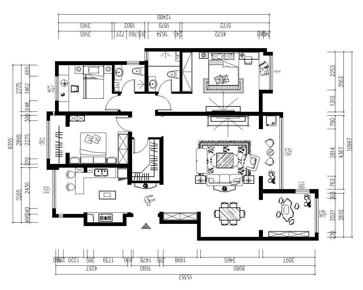 天山熙湖144平米欧式风格三居室设计案例