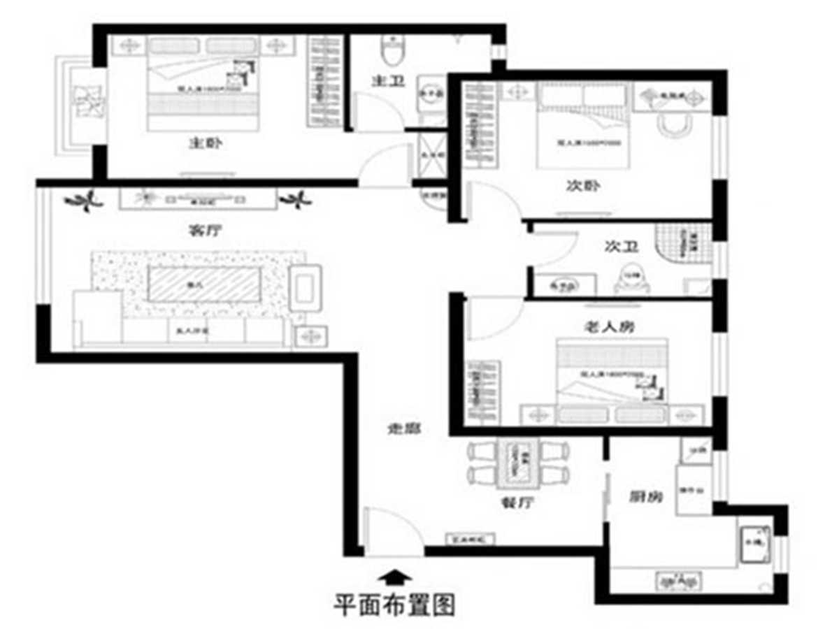 康城115㎡三居室简约美式风格设计