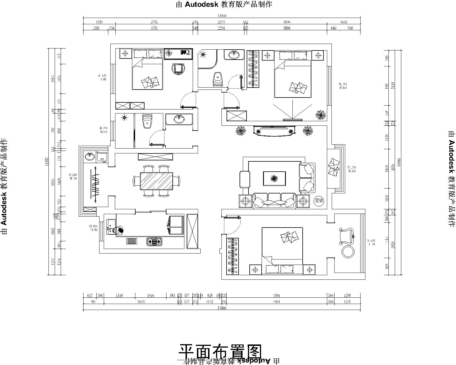 鹿泉空军宿舍-108平米三室二厅-欧式风格效