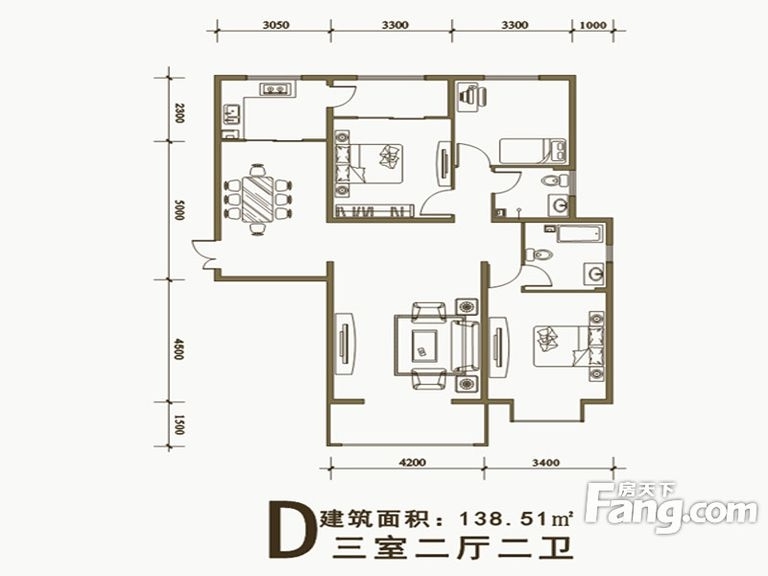 海棠公馆—三居室138.51㎡—东南亚风格