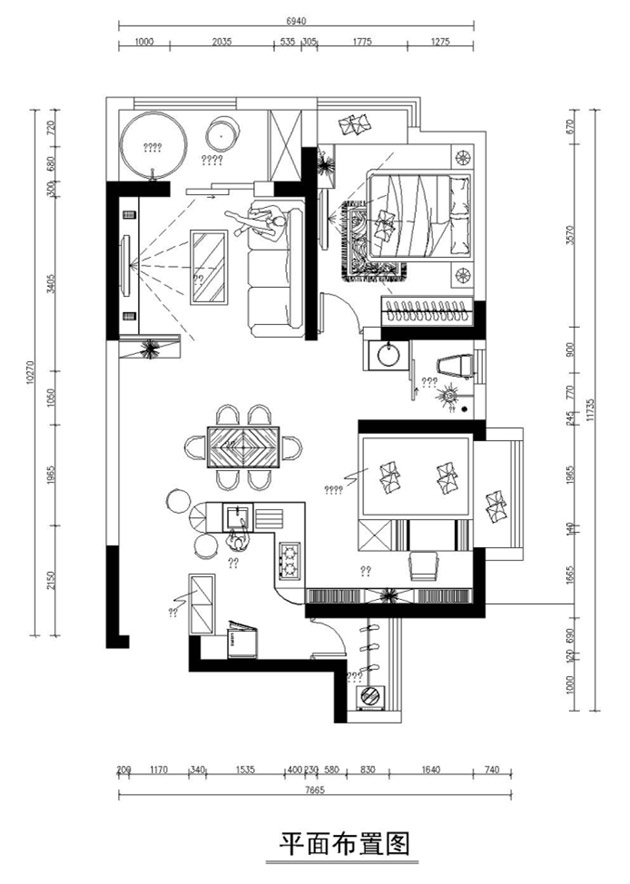 银基王朝110平米两居室美式风格装修案例