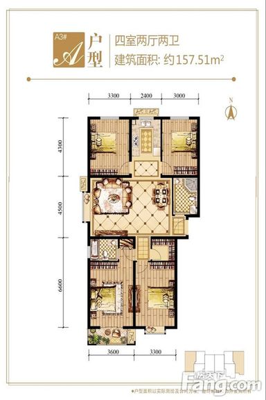 新中式风格-157平米四居室