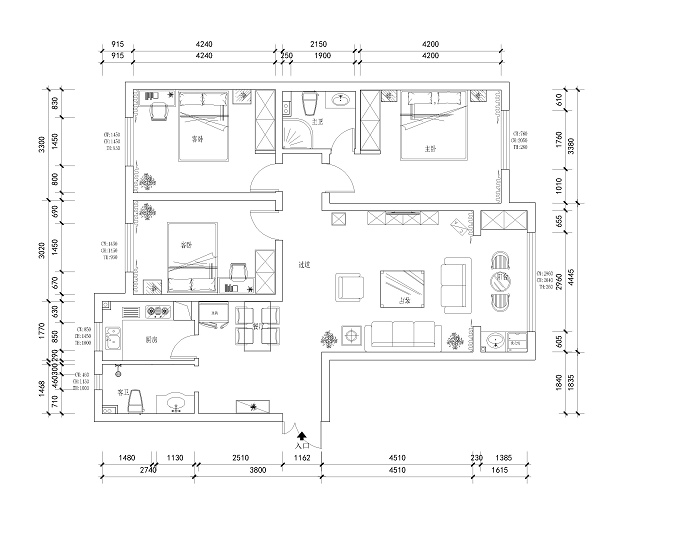 天海誉天下-三室两厅139平米-现代简约
