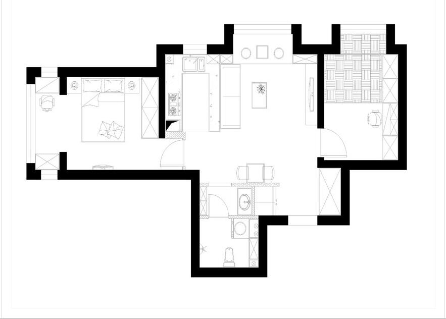 悦泽苑-二居室-80.00平米-装修设计
