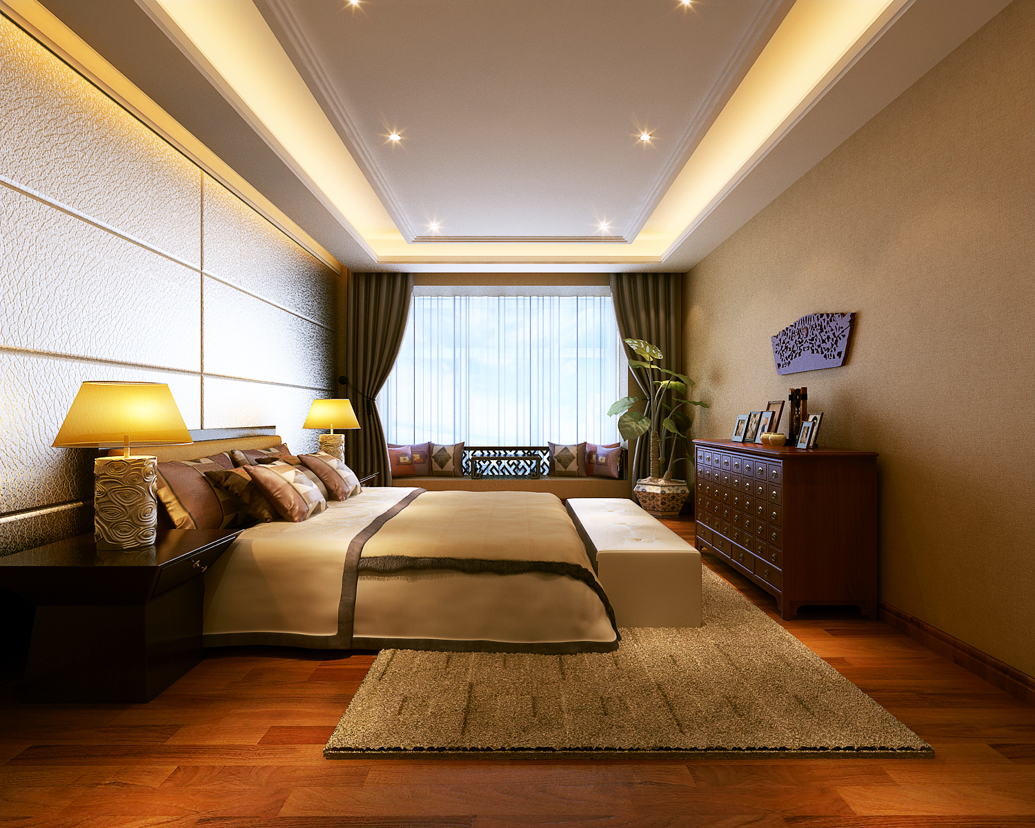 新中式风格-175平米三居室