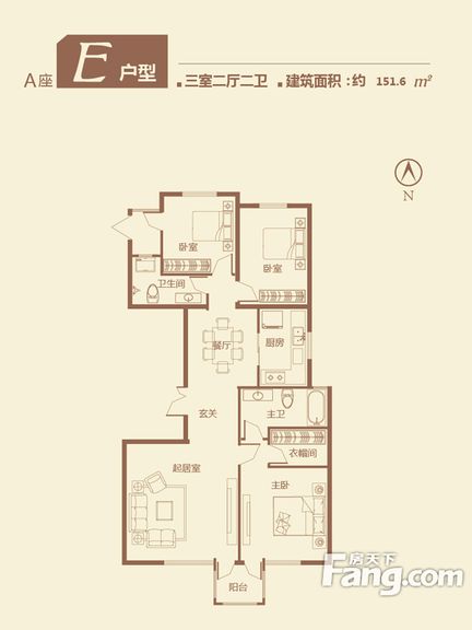 美式风格-151平米三居室