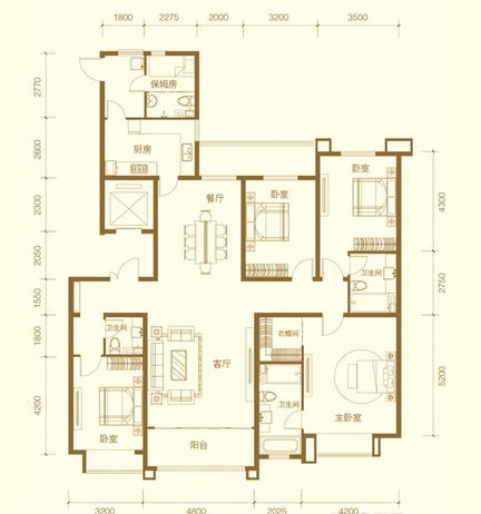 欧式风格-208平米-四室两厅