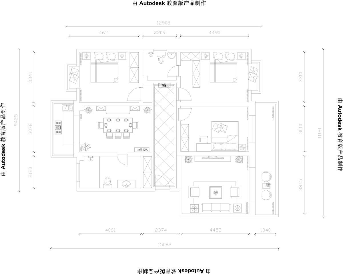 中式风格-148平米-四居室