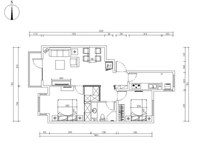 润泽家园-二居室-80.00平米-装修设计