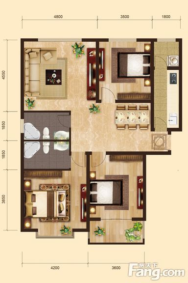 新中式风格-145平米三居室
