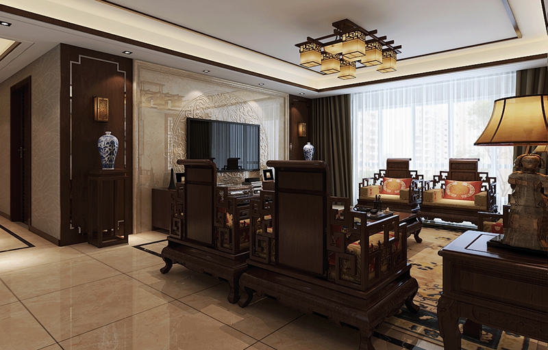 逸翠园三居室197㎡中式风格装饰设计