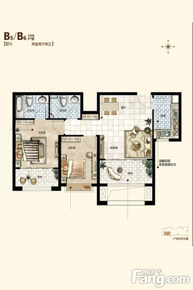 中广宜景湾-二居室-95平米-中式风格