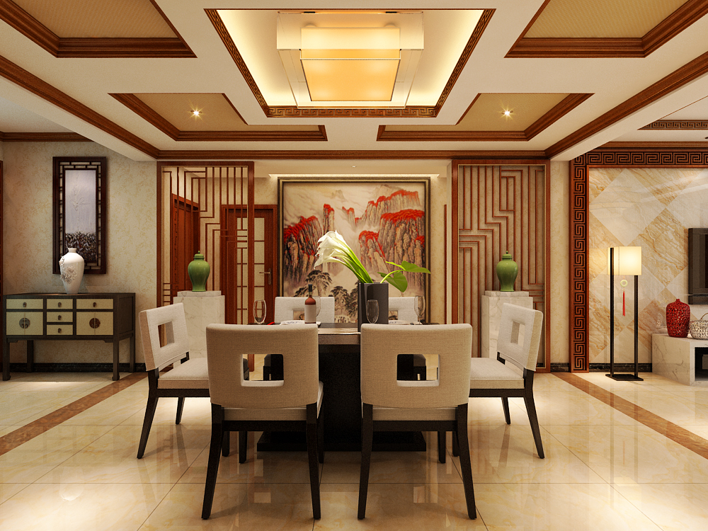 新中式风格-129平米-三居室