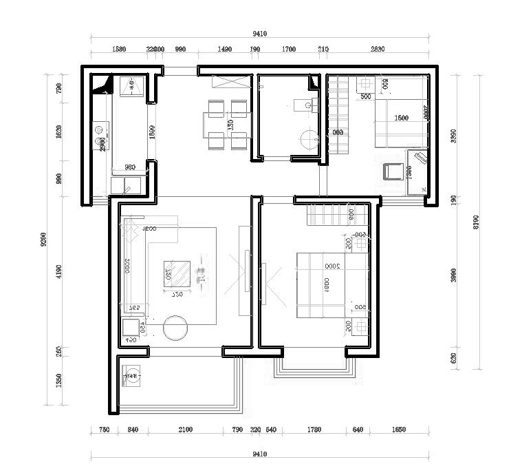 现代风格-91平米二居室