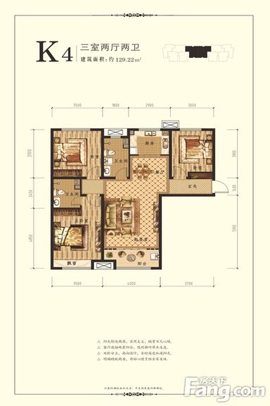 新中式风格-129平米-三居室