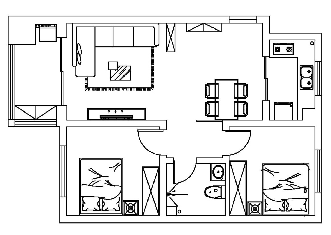保利海上罗兰-二居室-85.00平米-装修设计