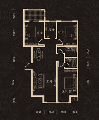 三居室海唐广场128平中式古典装修风格效果图