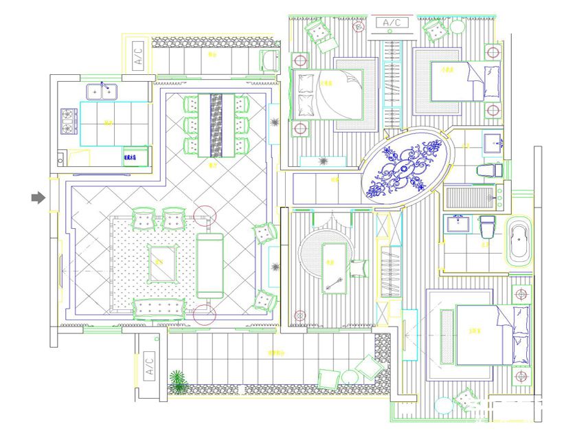 星联湾134平三居室欧式风格装修效果图