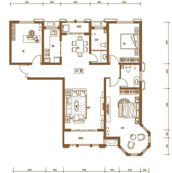 欧式风格-151平米-三室三厅