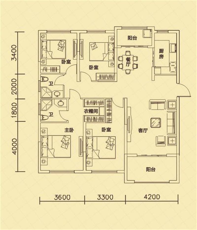 现代简约-159.14平米四居室