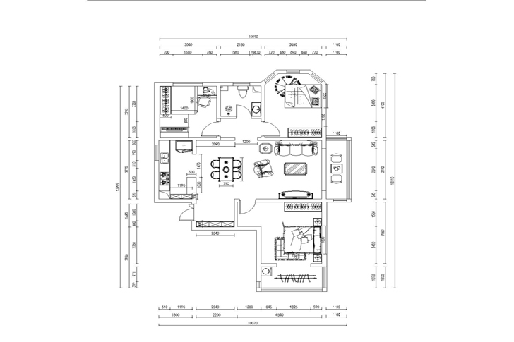 紫晶悦城123平米简欧风格设计案例