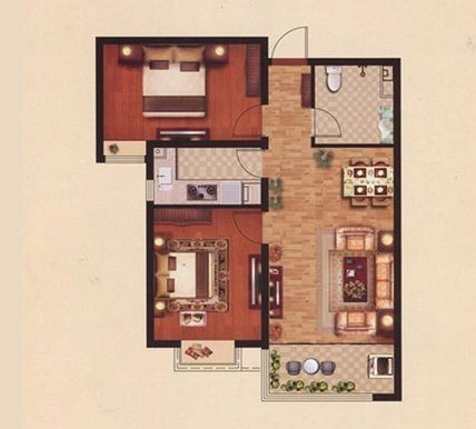 龙溪城83平米现代简约两室两厅
