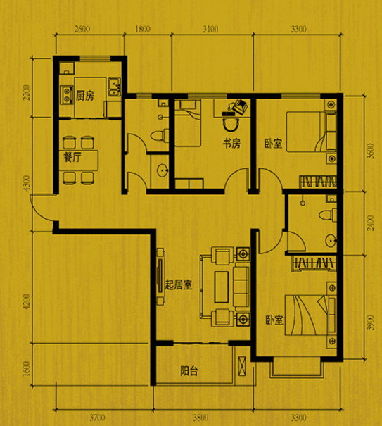 光华里123平米现代简约三室两厅