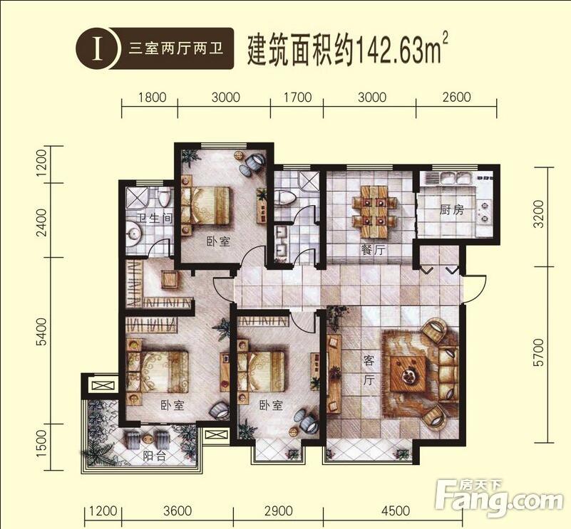 藏龙福地-现代简约-三室两厅